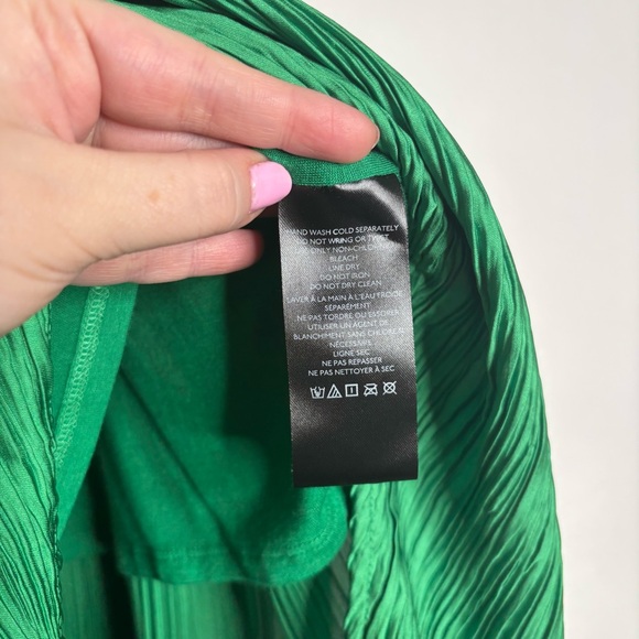 Anthropologie V-Neck Pleated Slim Midi Dress Green size XS - Picture 7 of 13